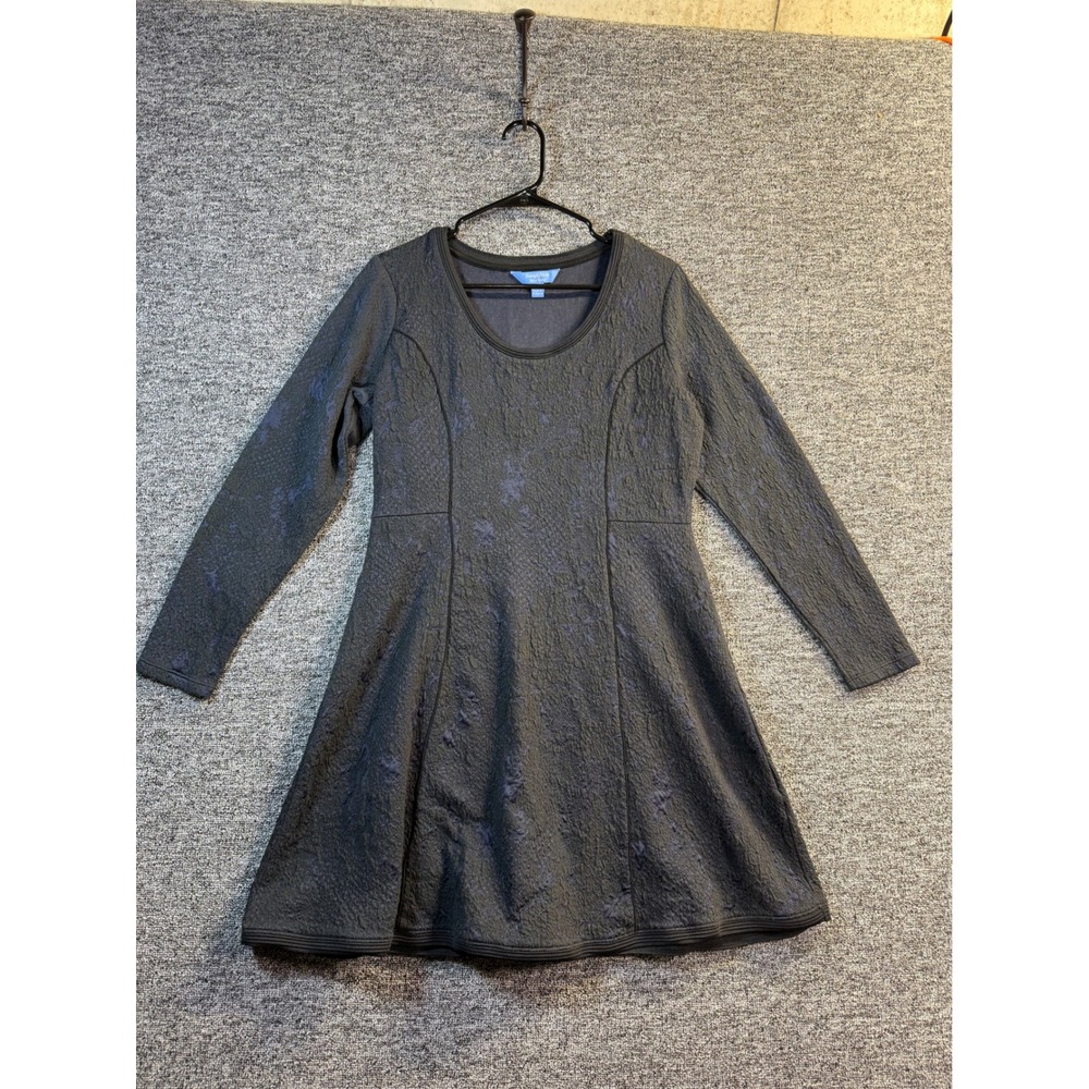 Simply Vera Vera Wang Navy Blue Textured Jacquard Fit & Flare Dress Large L